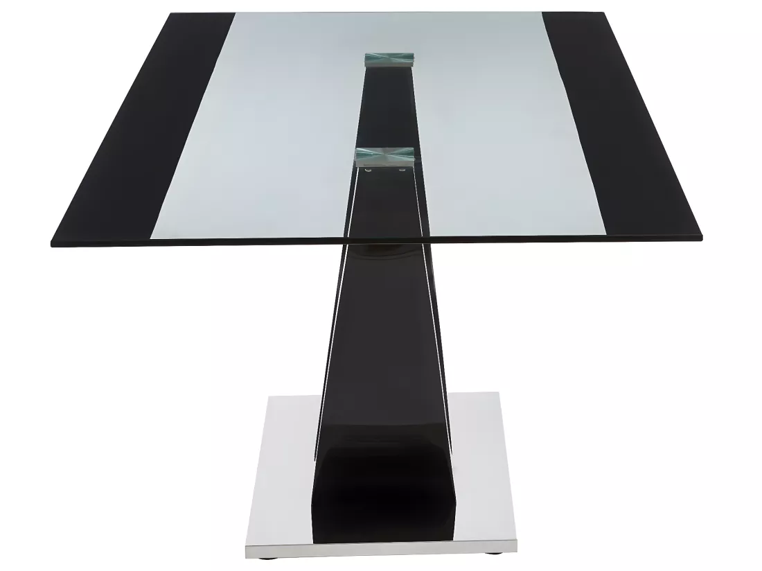 Table à manger 8 personnes en verre trempé, MDF et acier inoxydable - Noir - MEZZO II
