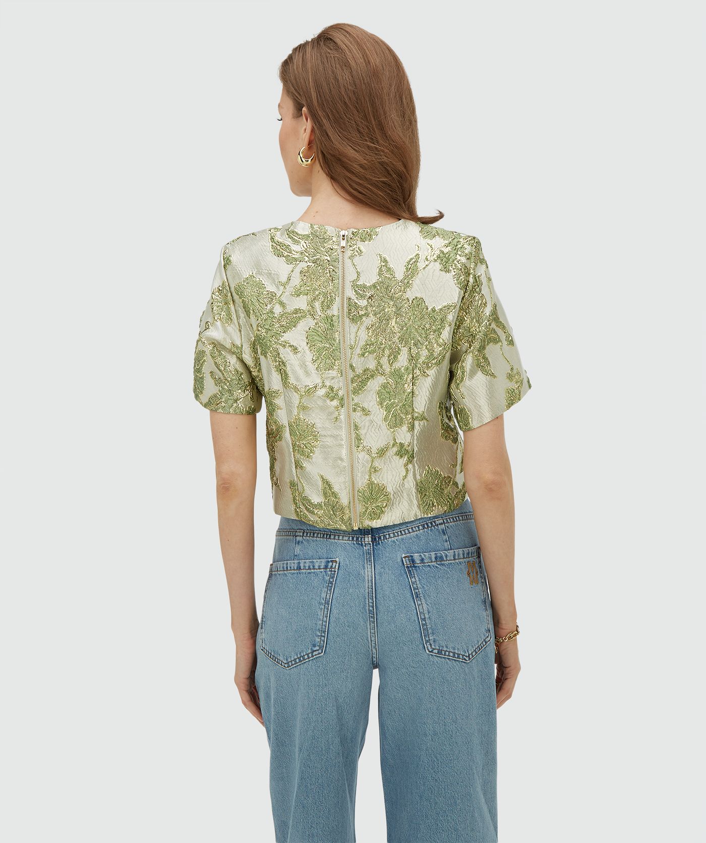 JV-CHARISMA cropped top met metallic details - dark pistachio