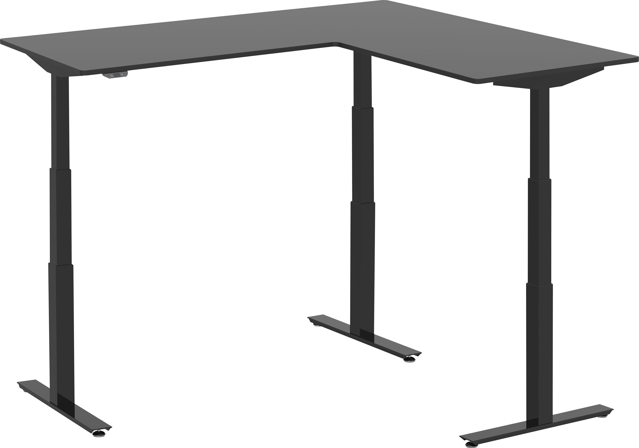 FLEXCUBE PROFI Eckschreibtisch höhenverstellbar - Schwarz / B: 180.0 cm x T: 170.0 cm x H: 62.5 cm