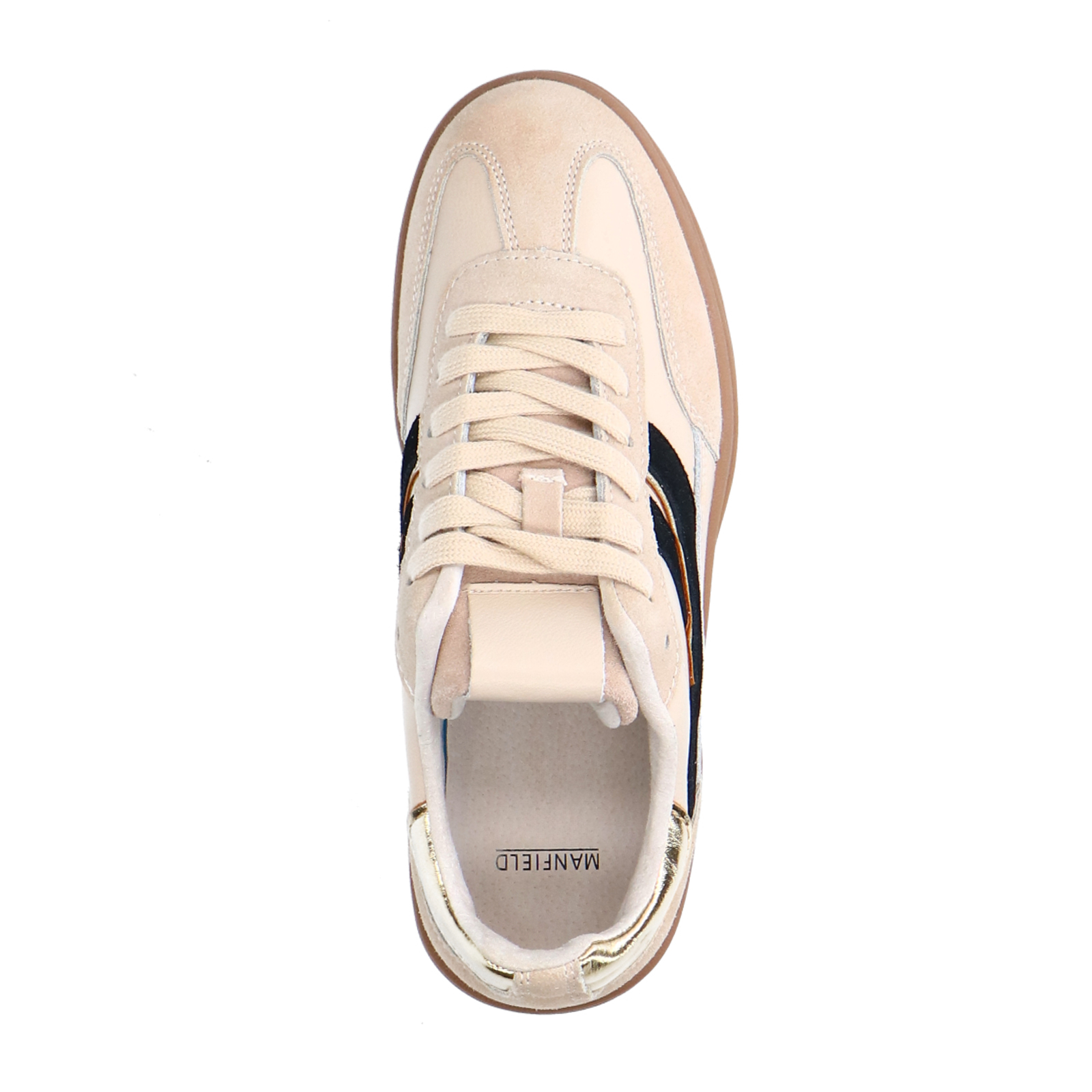 Beige leren sneakers met suède details