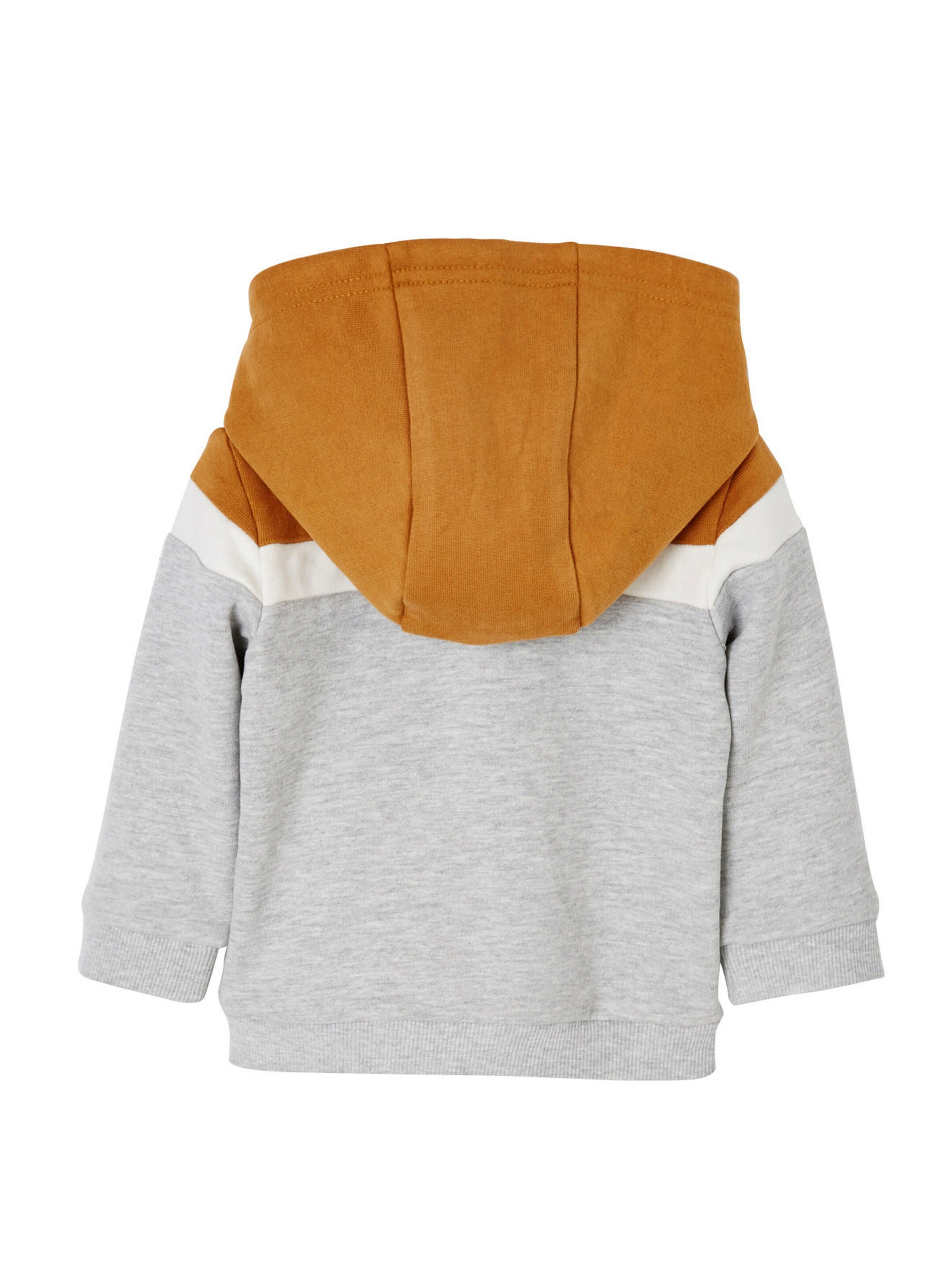 Vertbaudet Jungen Baby Kapuzensweatjacke karamell/grau
