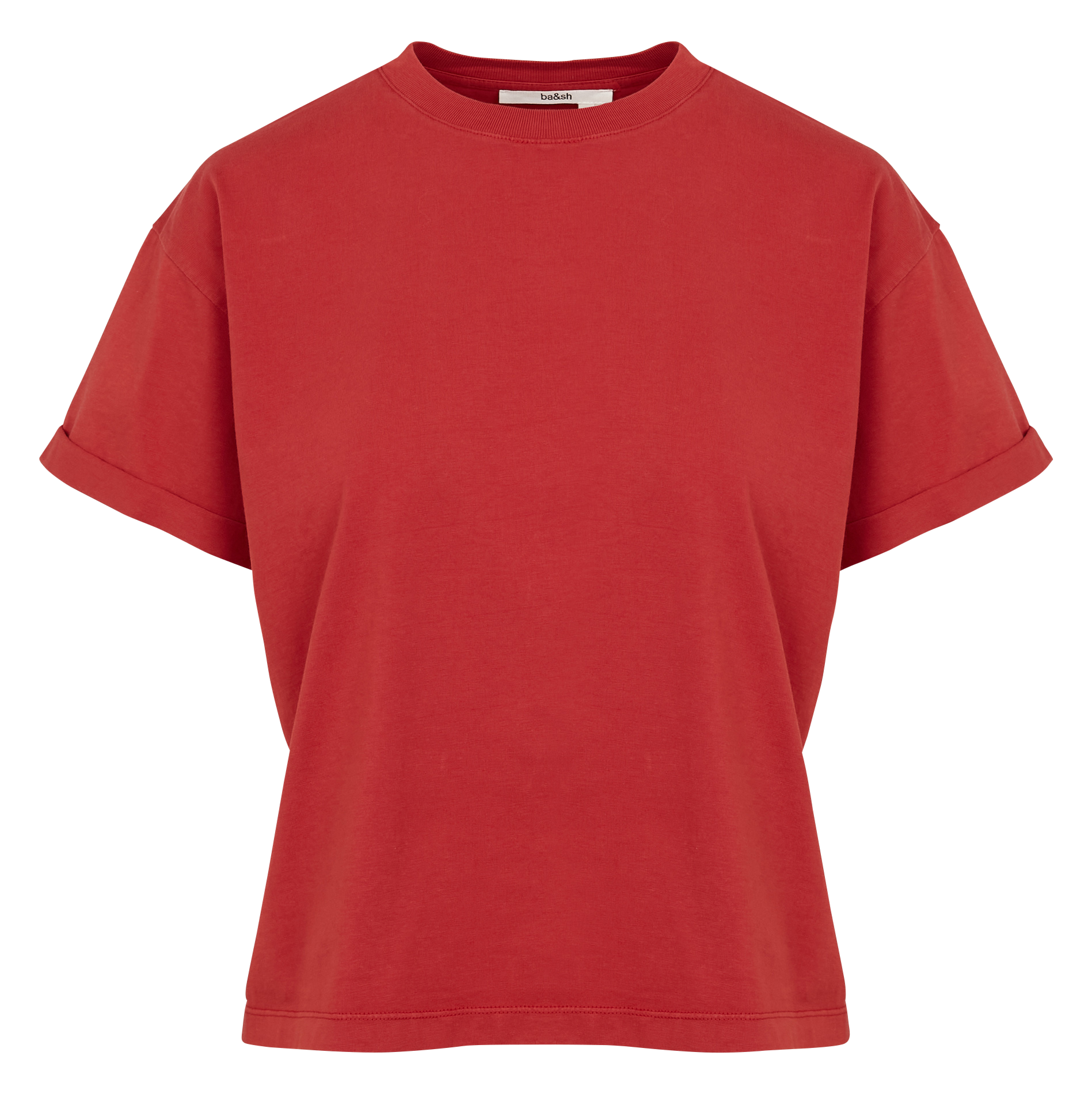 ROSIE - Tee-shirt droit col rond en coton | Rouge