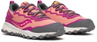 Saucony Peregrine Kids Shield Treningssko, Berry/Coral