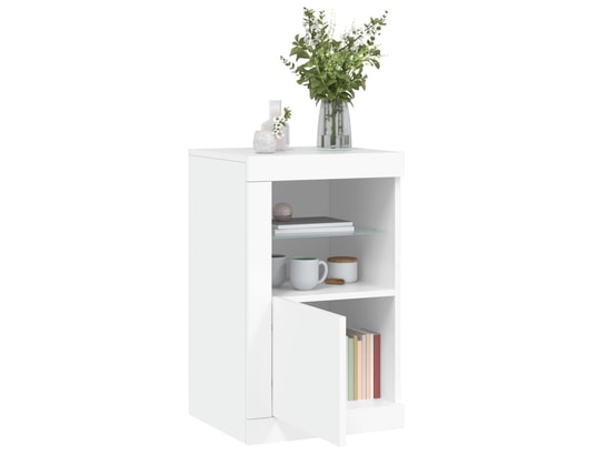 VIDAXL - Armoire de rangement Armoires latérales éclairage led 2 pcs blanc bois d'ingénier...