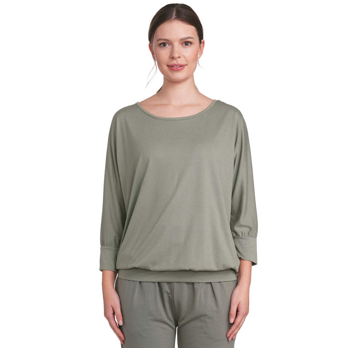 Gina Sports Damen Yoga-Shirt mit 3/4-Arm oliv
