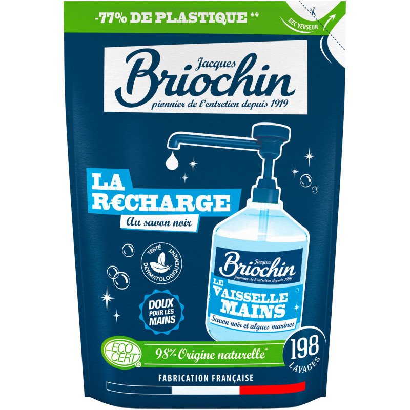 Liquide Vaisselle mains Briochin Savon noir & Algues marines - Recharge de 450 ml