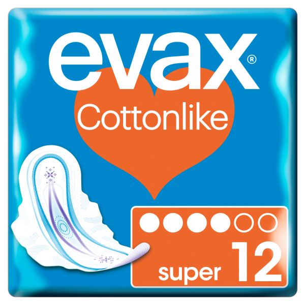 Evax Cottonlike Super com abas 12 Unidades