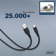 Câble USB 2.0 silicone, USB-C - USB-A, 0,5 m