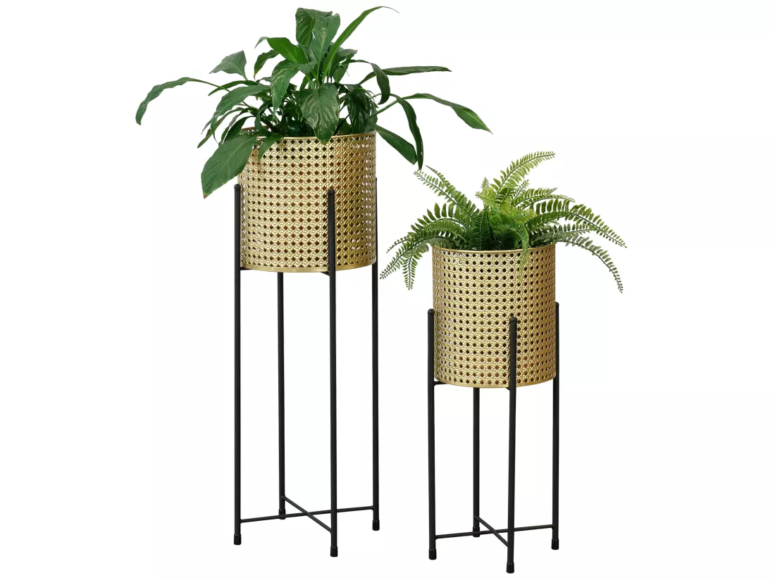 Set De 2 Supports De Plante Mol Noir Doré [en.casa]