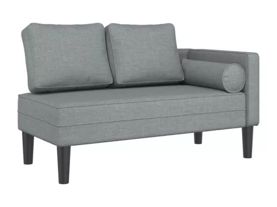 Prolenta Premium - Chaise longue avec coussins gris clair tissu