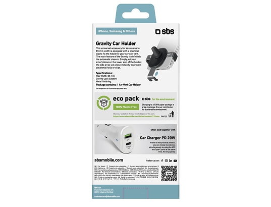 SBS - Support smartphone voiture Gravity clip grille d'aération