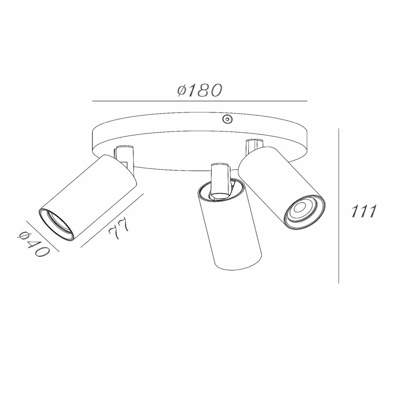 RITMO PLAFONDSPOT Ø 18CM 3-LICHTS KOFFIE