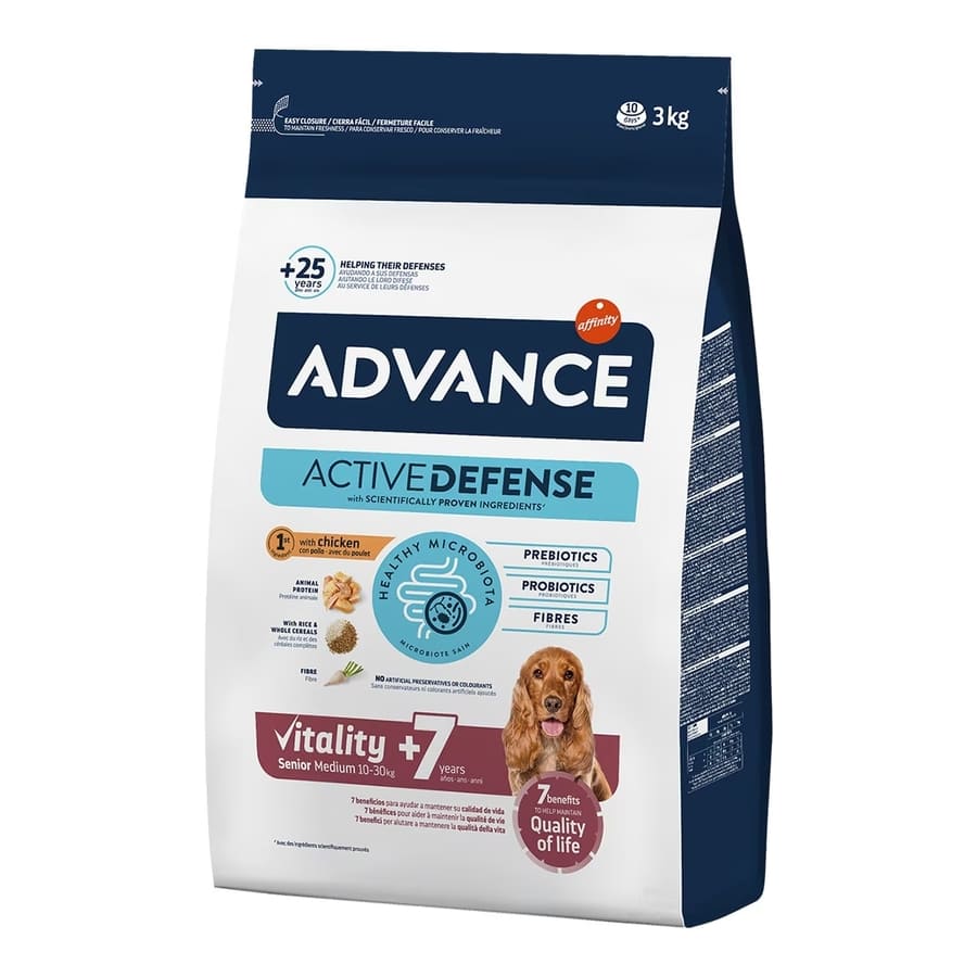 Ração para cães Advance Medium Senior +7 Active Defense com frango e arroz