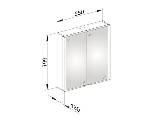 KEUCO Royal Match spiegelkast 65 x 16 x 70 cm aluminiumkleurig 2-deurs LED IP 20