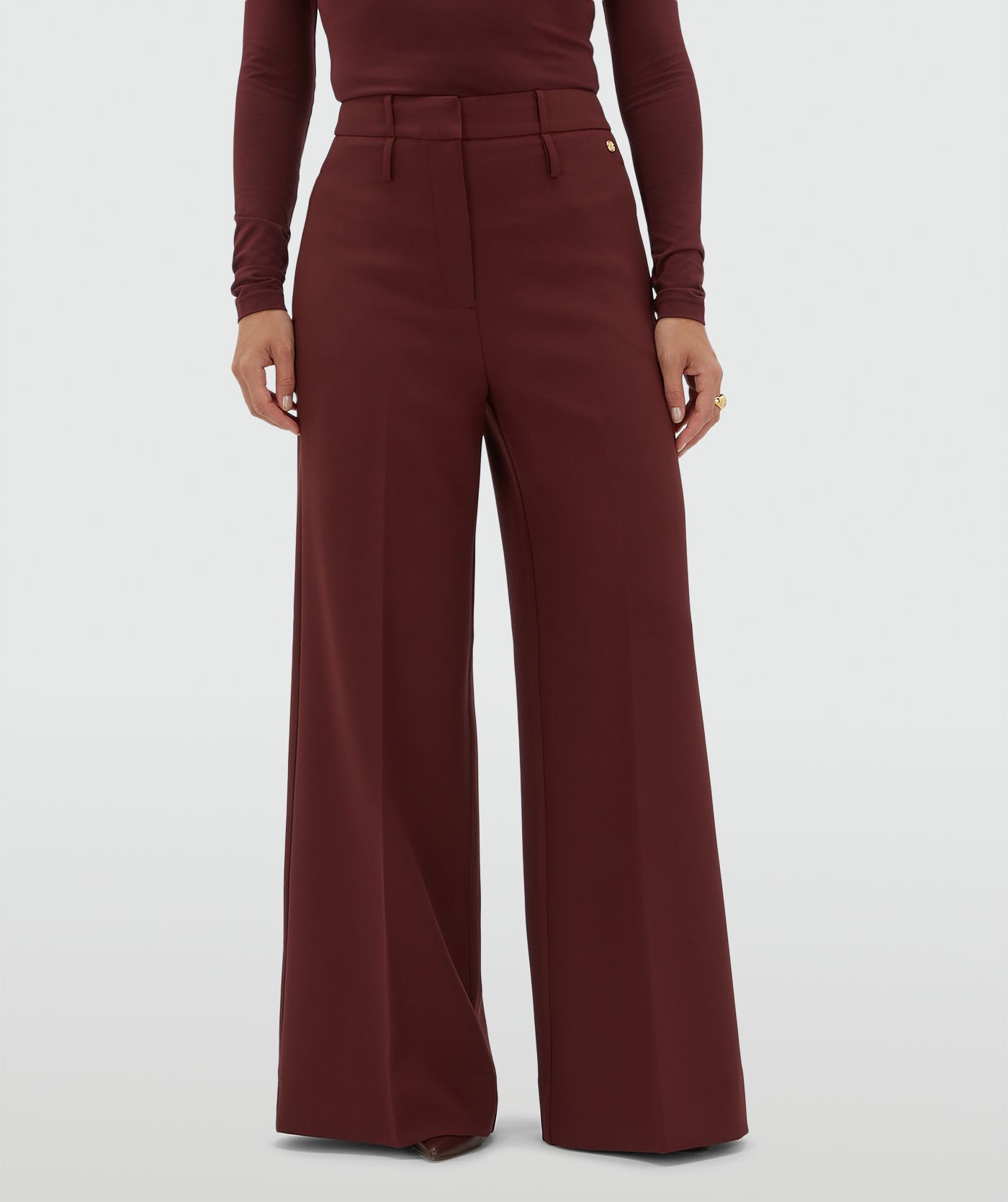 JV-SKY high waisted wide leg pantalon - burgundy