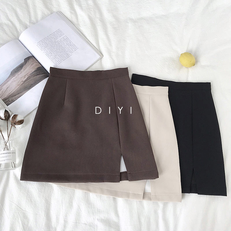 DIYI - Effen A-lijn rok met hoge taille