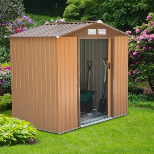 Casinha de jardim Outsunny para armazenamento, cor cáqui