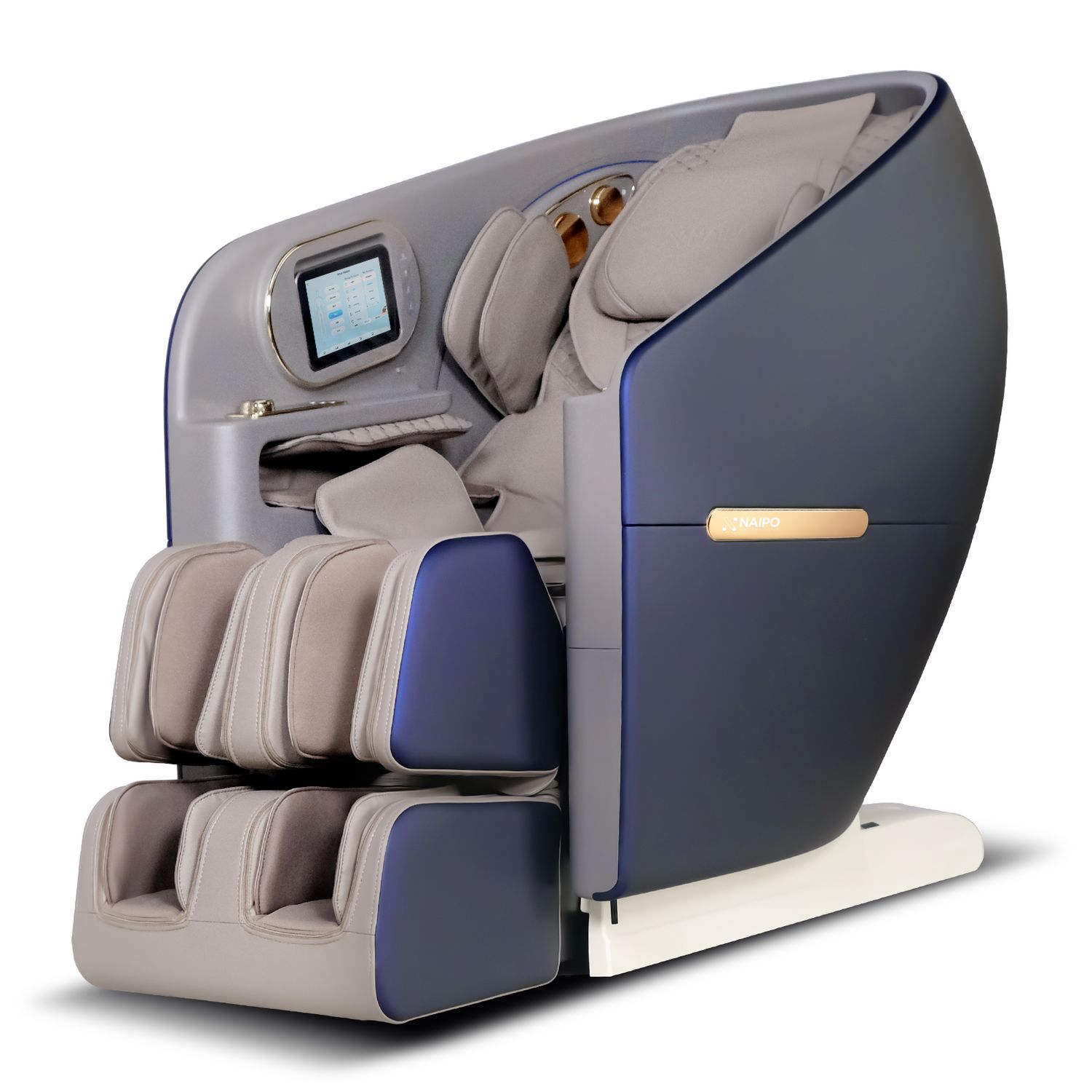 Naipo Massagesessel 4D HIGH-END Massagestuhl, Tablett, Aromatherapie, Raumkapsel-Design BLAU