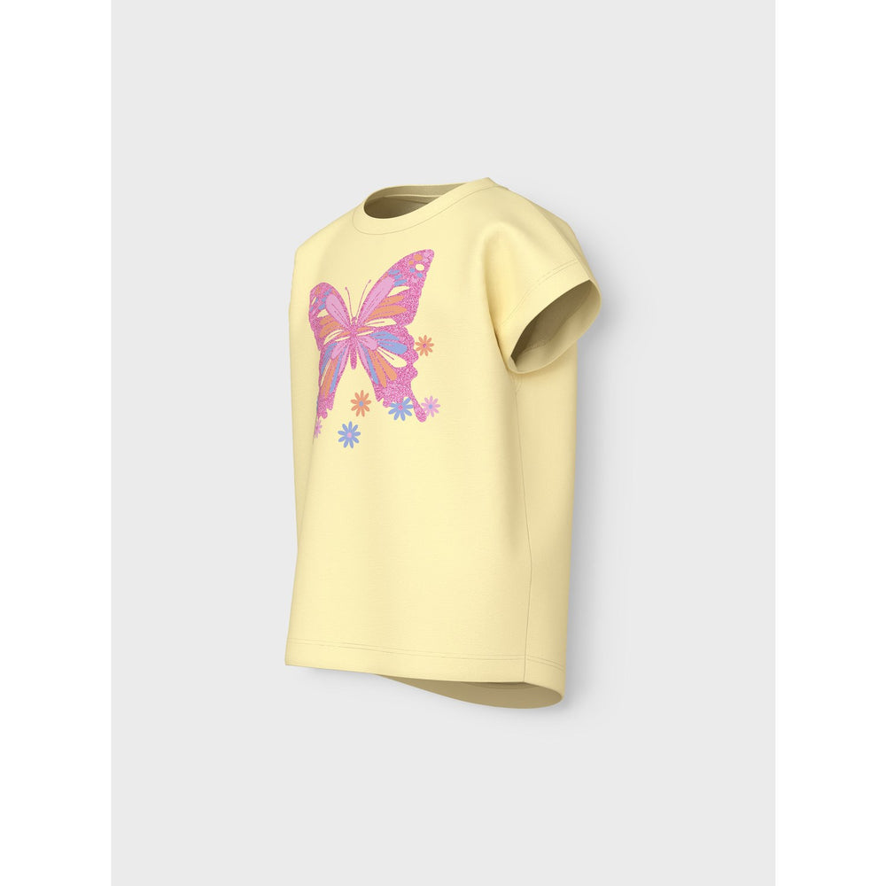 Køb Name It Pastel Yellow Butterfly Violet T-Shirt