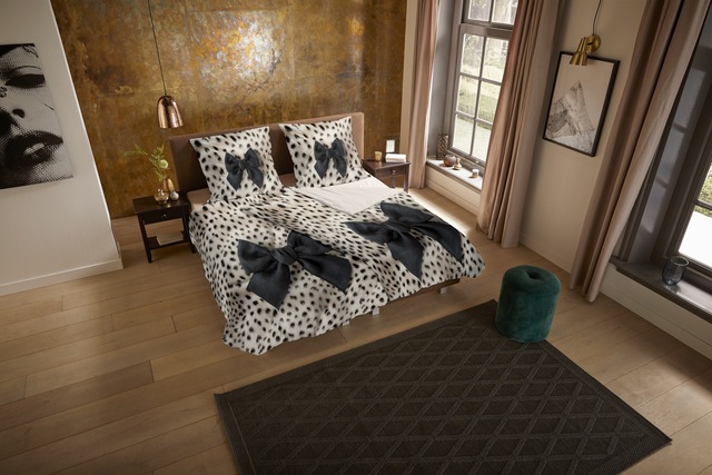 PURE luxury collection Wendebettwäsche »Ragna« 2 Stk. tlg. Mikrofaser, Pflegeleicht, Reissverschluss, Wendeoptik, Schleife leopard