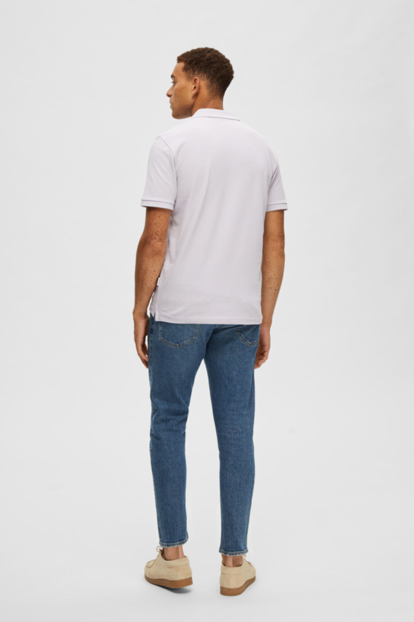 Camisa polo de algodão orgânico com logotipo bordado - Lilás