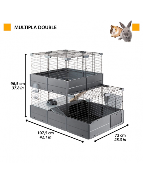 Ferplast Multipla Double - Dierenverblijf - 107.5x72x96.5 cm Grijs