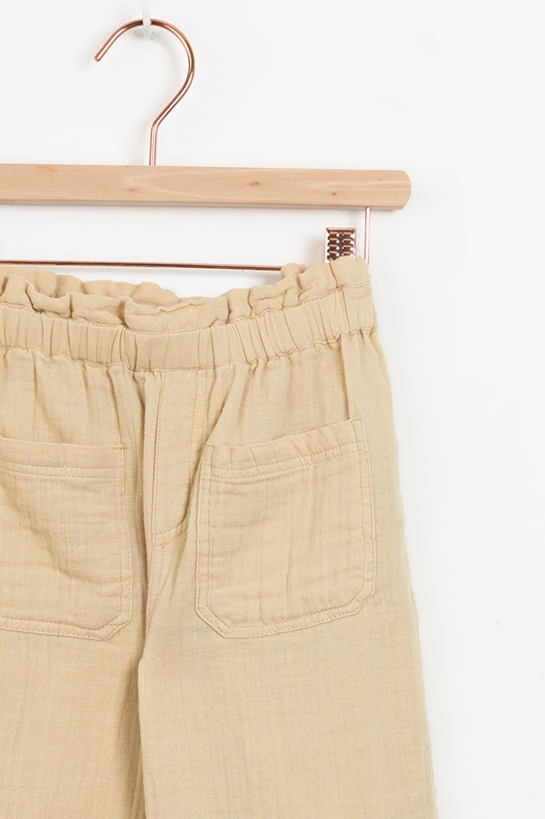 Beige wide leg mousseline broek