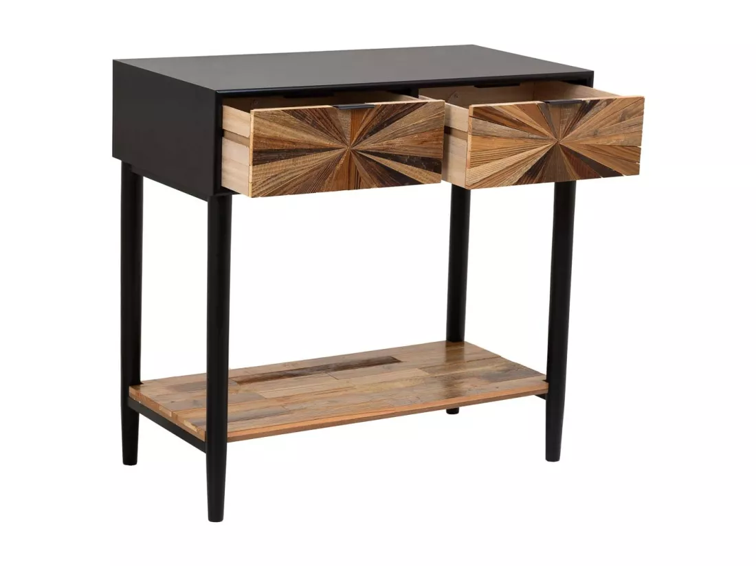 Hall en bois et métal avec 1 tiroir et 1 étagère marron 80X42X79
