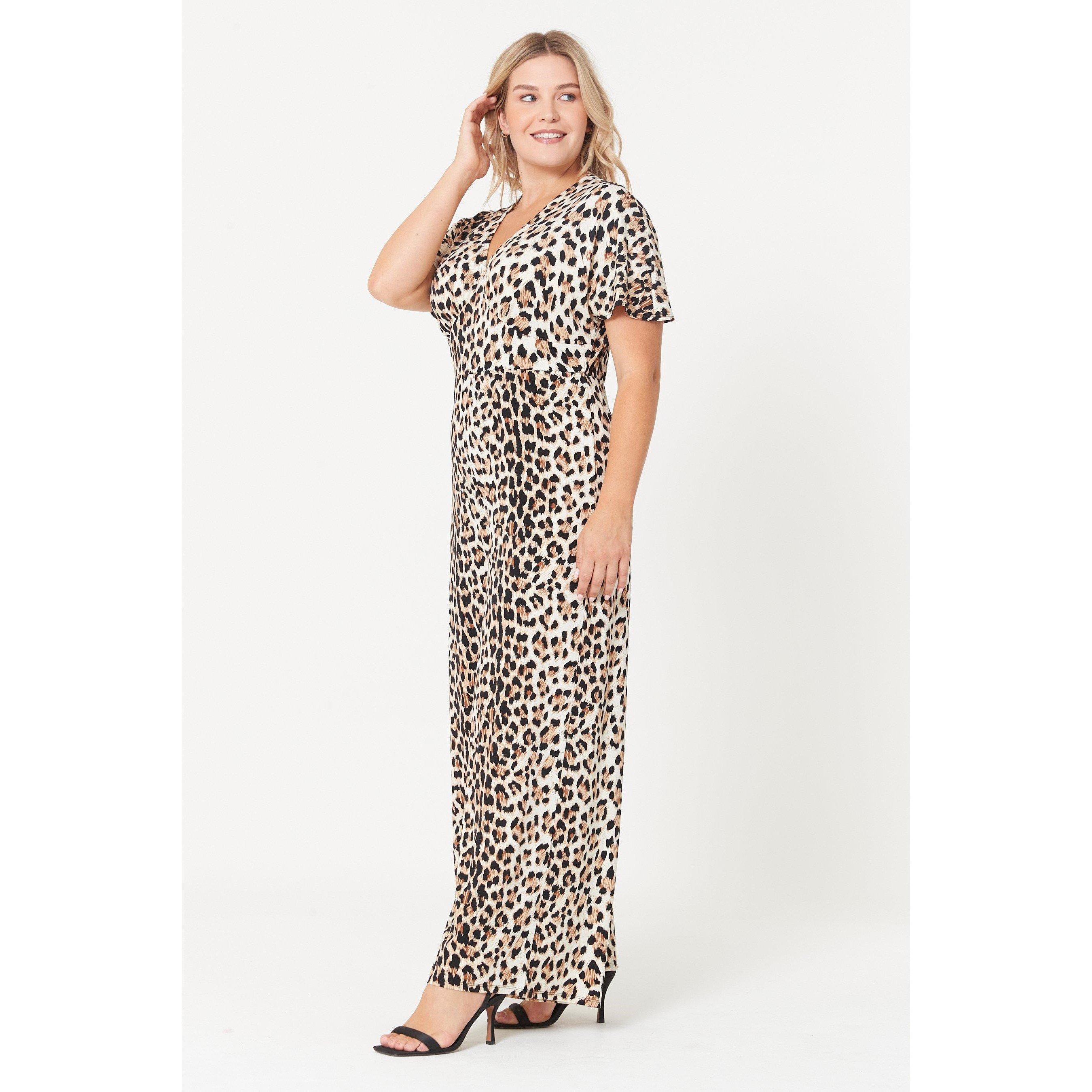 Be You BeYou Animal Print Wide Leg Jumpsuit Womens