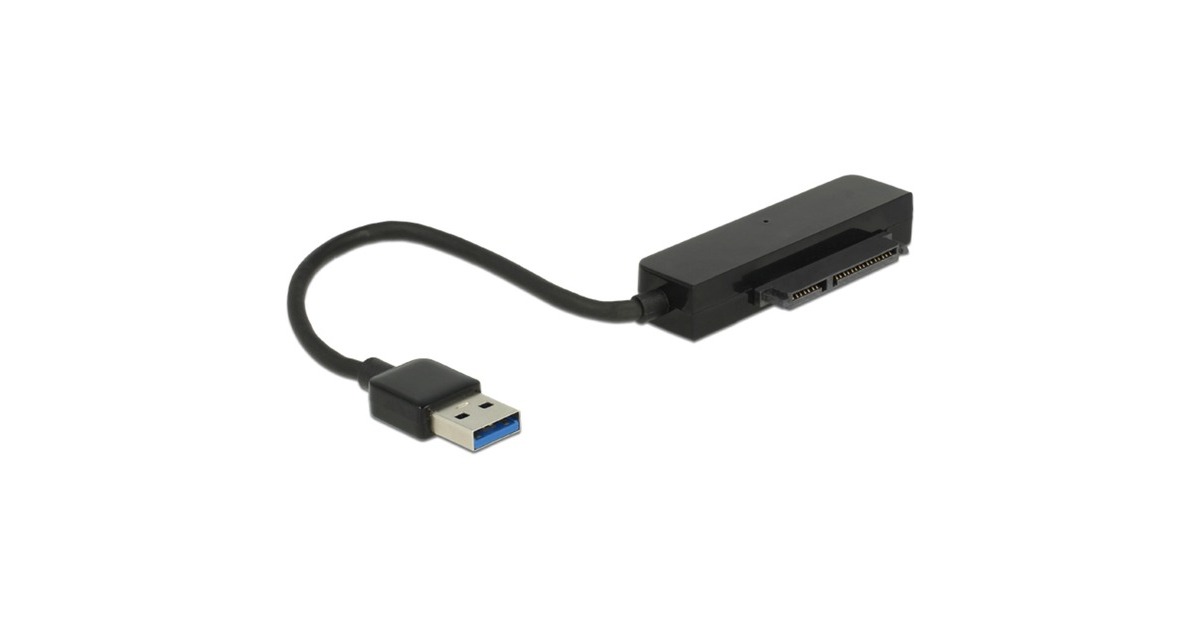 DeLOCKUSB-A 3.2 converter > SATA 22-Pin stekker  (Zwart, 0,15 meter)