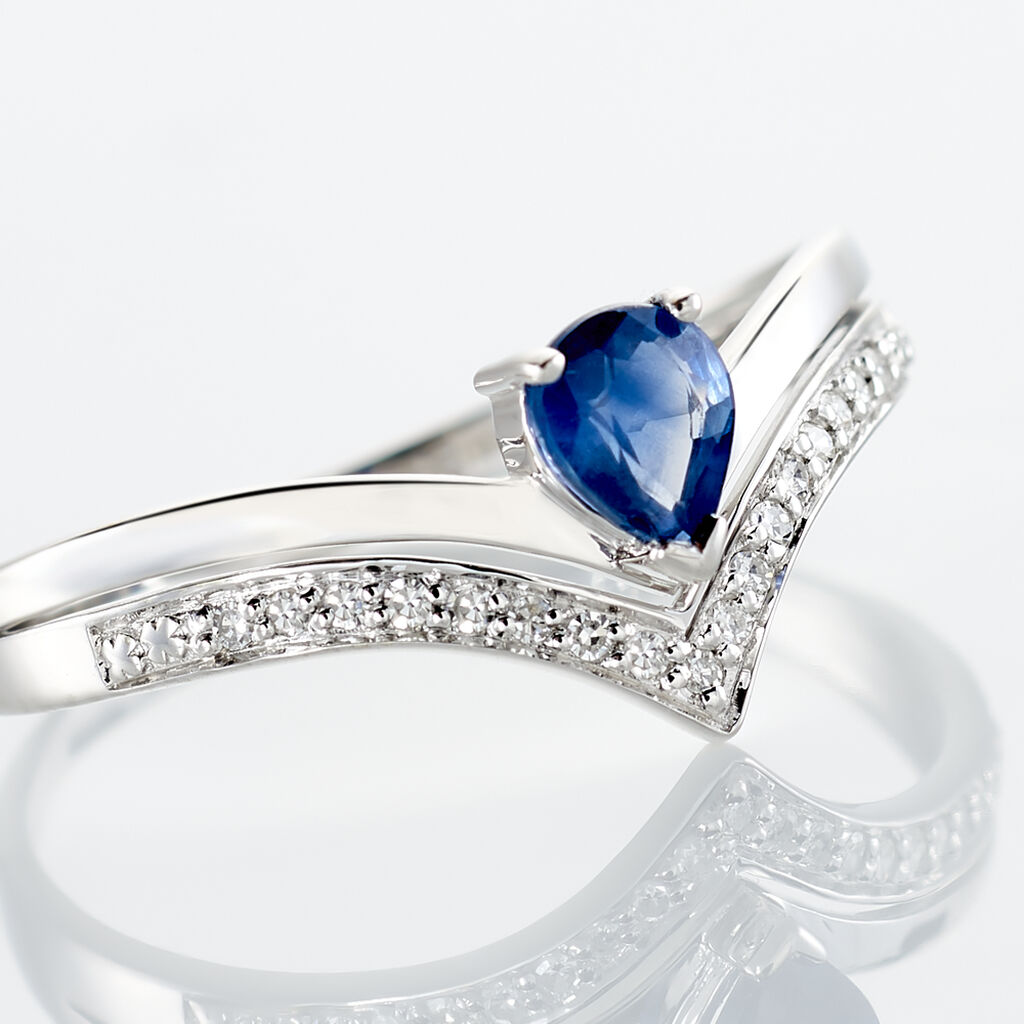 Bague Pasqualina Or Blanc Saphir Et Diamant