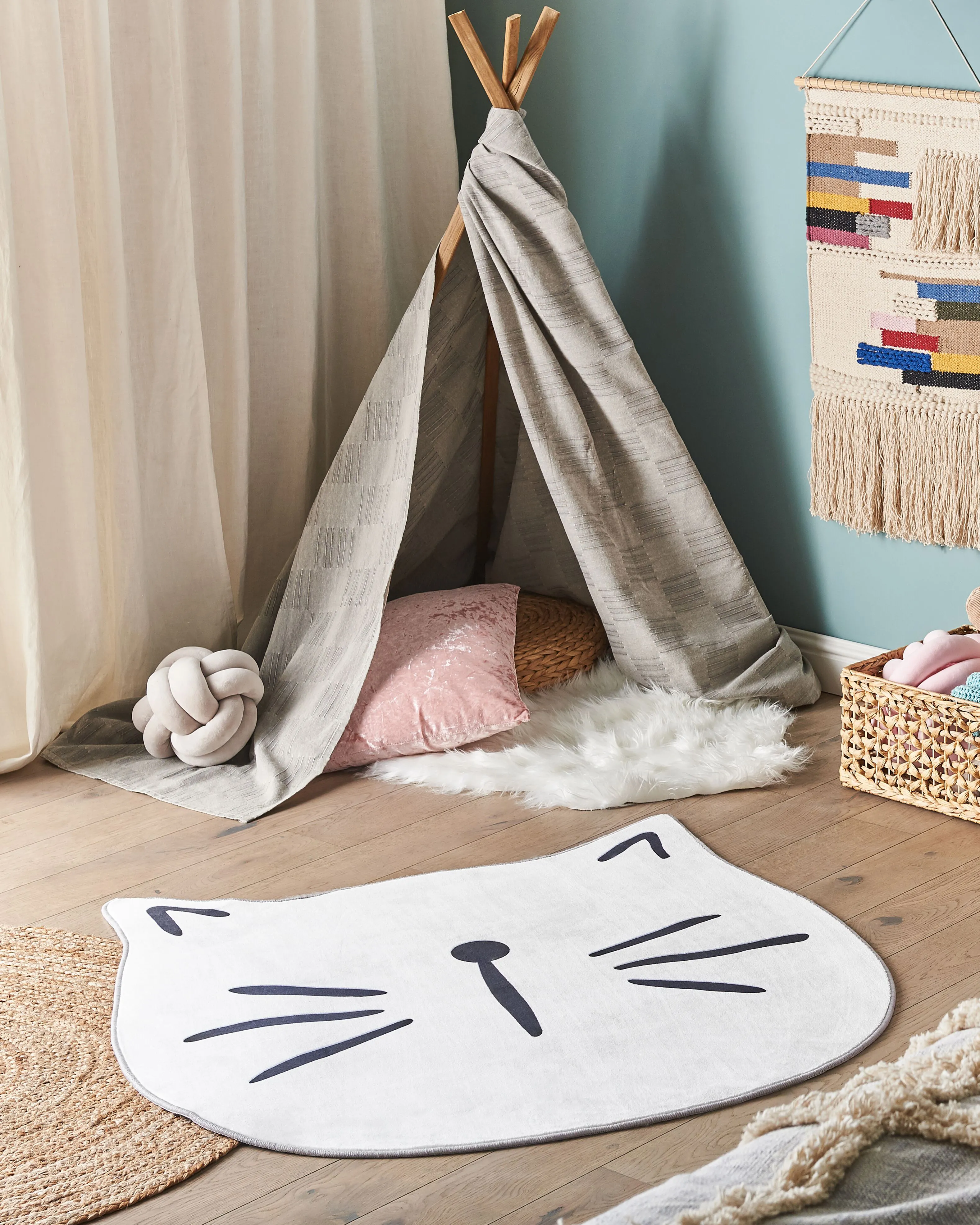 Kindervloerkleed KITTY Wit ø 100 cm