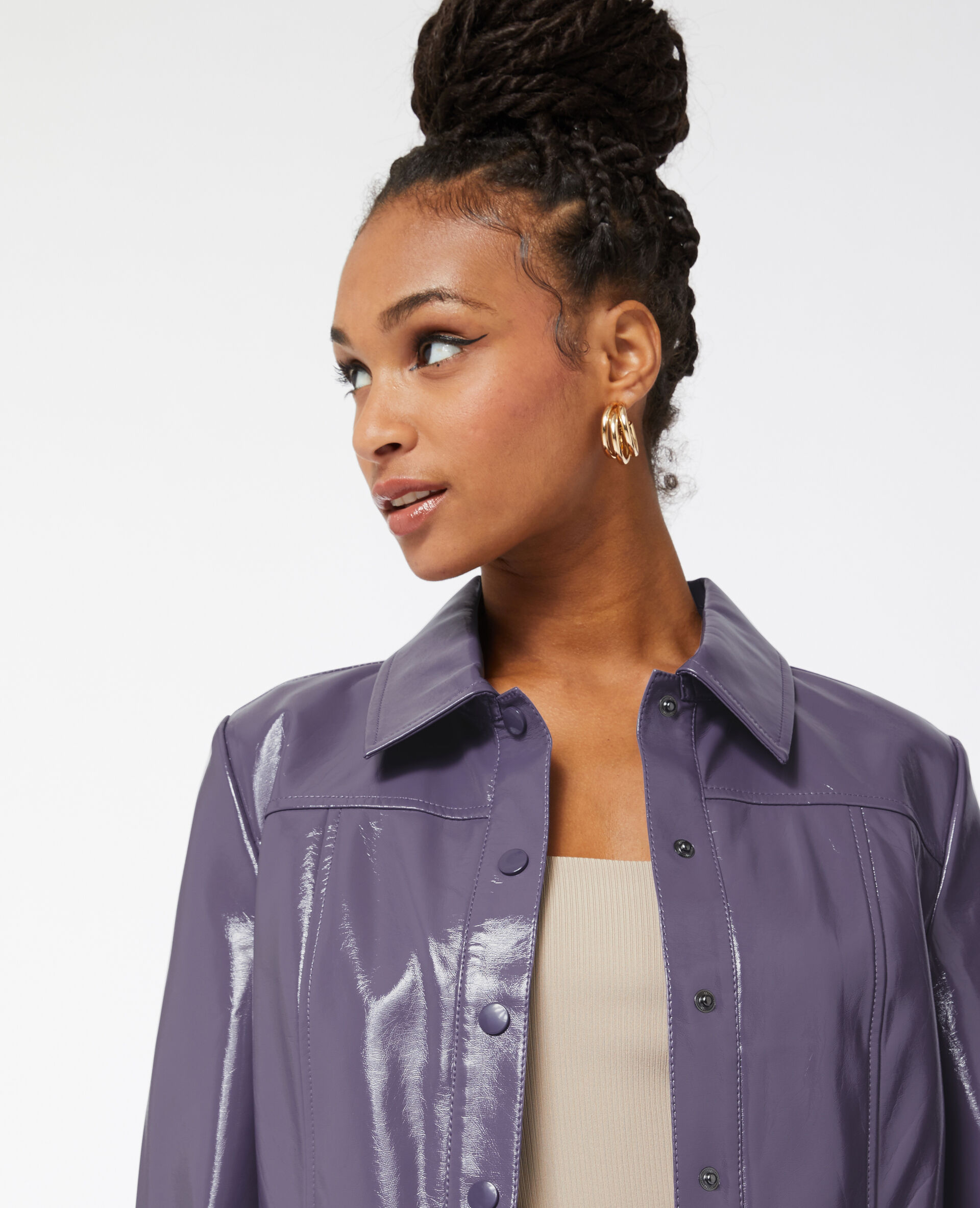 Veste courte et droite en vinyle - Lilas