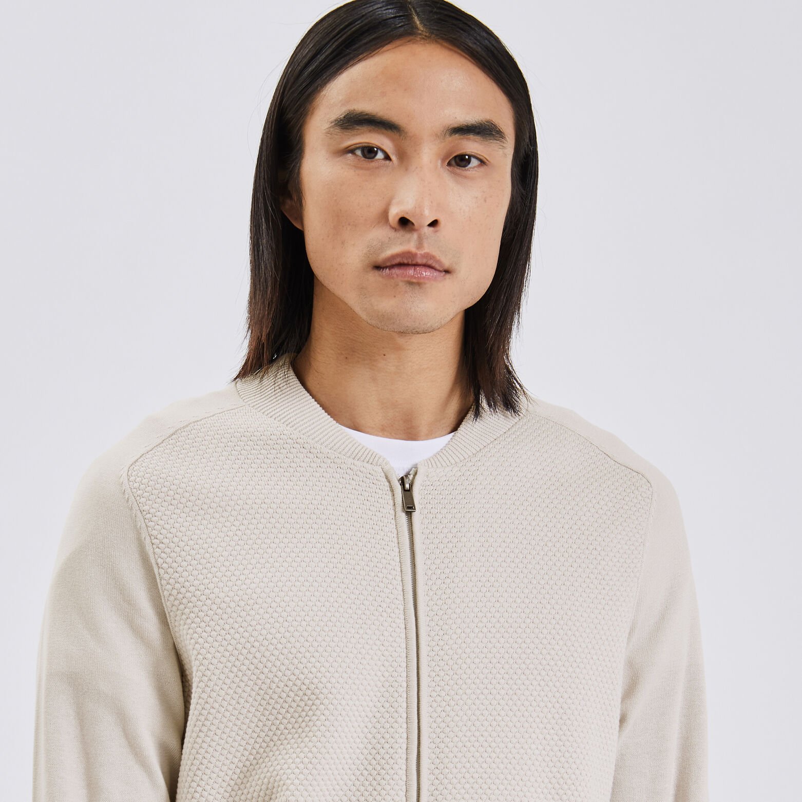 Gilet zippé uni Gris moyen