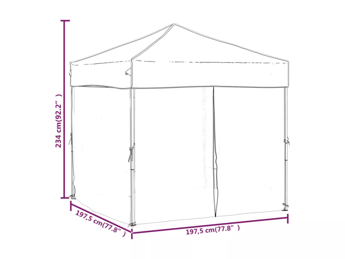 Tente de réception pliable avec parois Crème 2x2 m