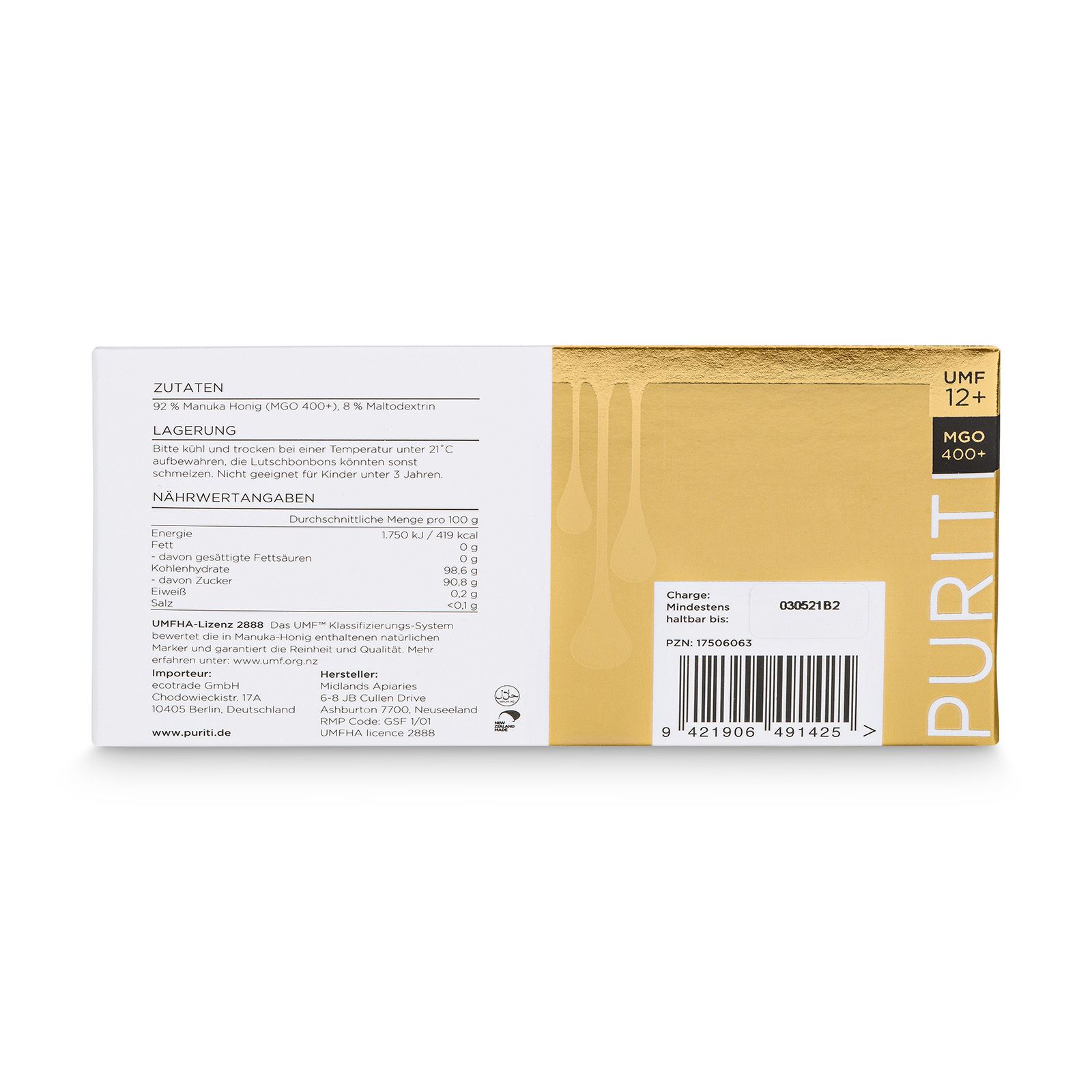 PURITI Manuka Honig Lutschbonbons MGO 400+ 20g