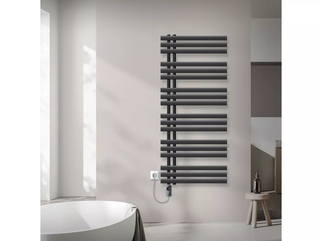 Radiateur électrique pour salle de bain IronEM 600x1400mm Anthracite + résistance 1200W