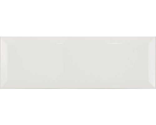 Metrotegel met afgeschuinde rand, glanzend wit, 10x30cm