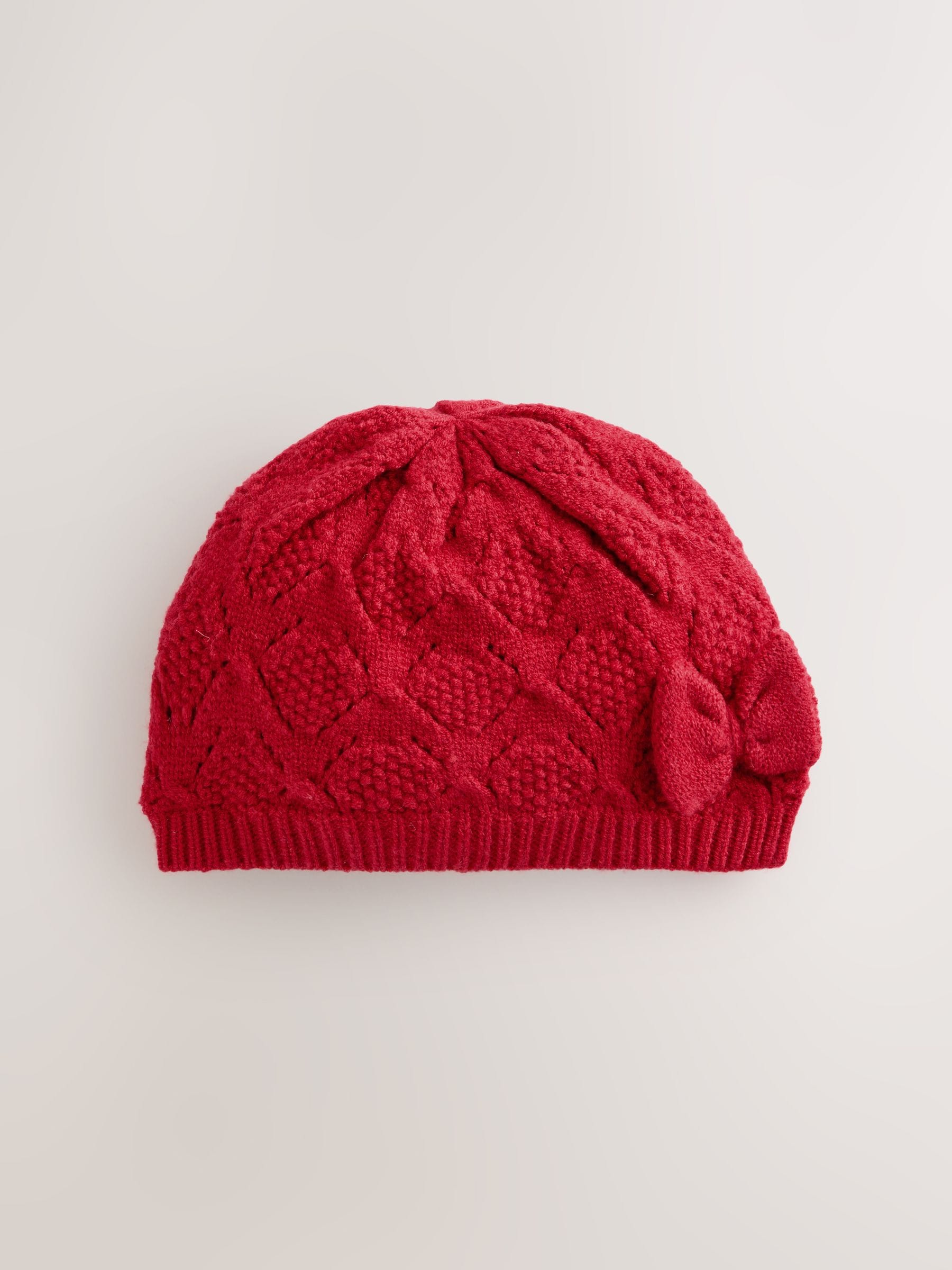 Rood - Gehaakte gebreide babymuts (0mnd-2jr)