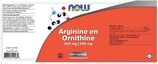 NOW Arginine & Ornithine 500/250 Capsules 100ST
