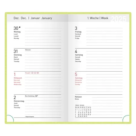Idena Ladytimer Graphic 2025 – 8,7 x 15,3 cm, FSC® Mix, grün