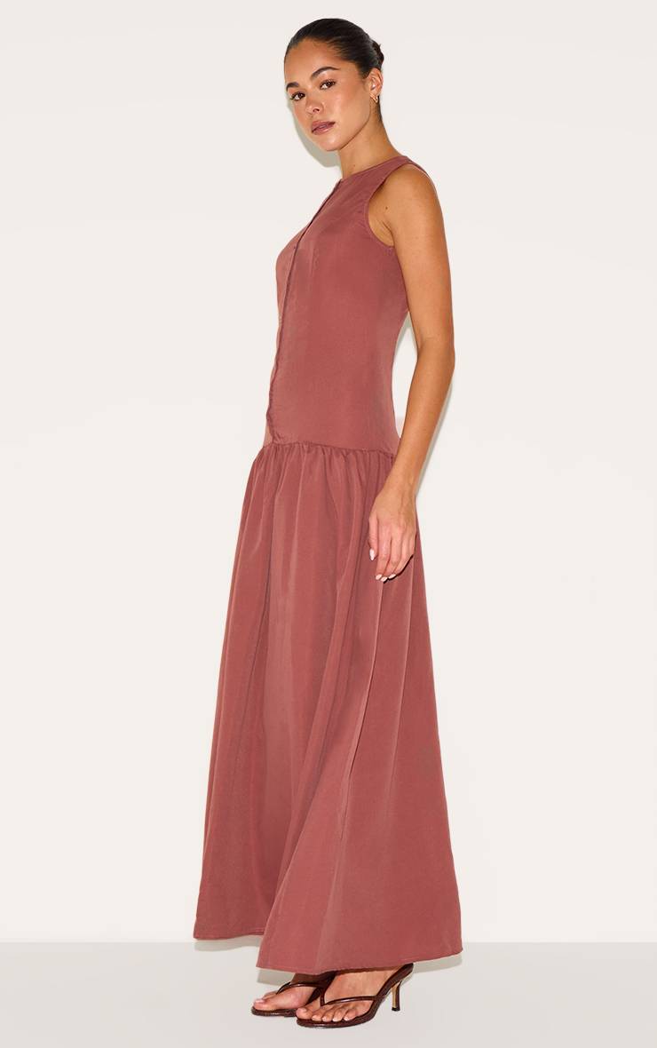 Rouille Robe Maxi Taille Basse Boutonnée Sur Le Devant