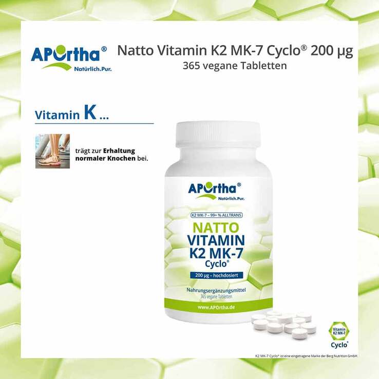 Aportha Vitamin K2-MK7 200 µg Tabletten, 365 St
