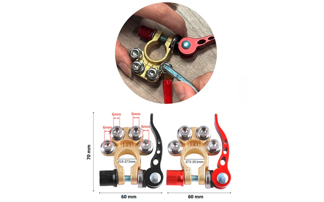 IWH Batterie-Polklemmen 2 Stück mit Schnellspanner für Plus und Minus