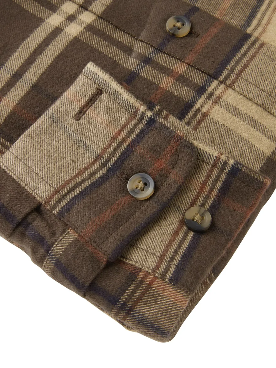 Chevalier Heron Flannel Shirt Women Soil Brown Checked