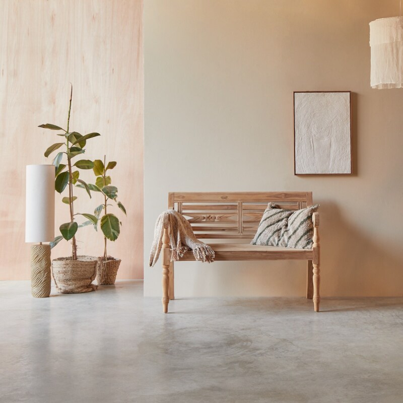 Banc Marceau en teck massif recyclé, largeur 120 cm