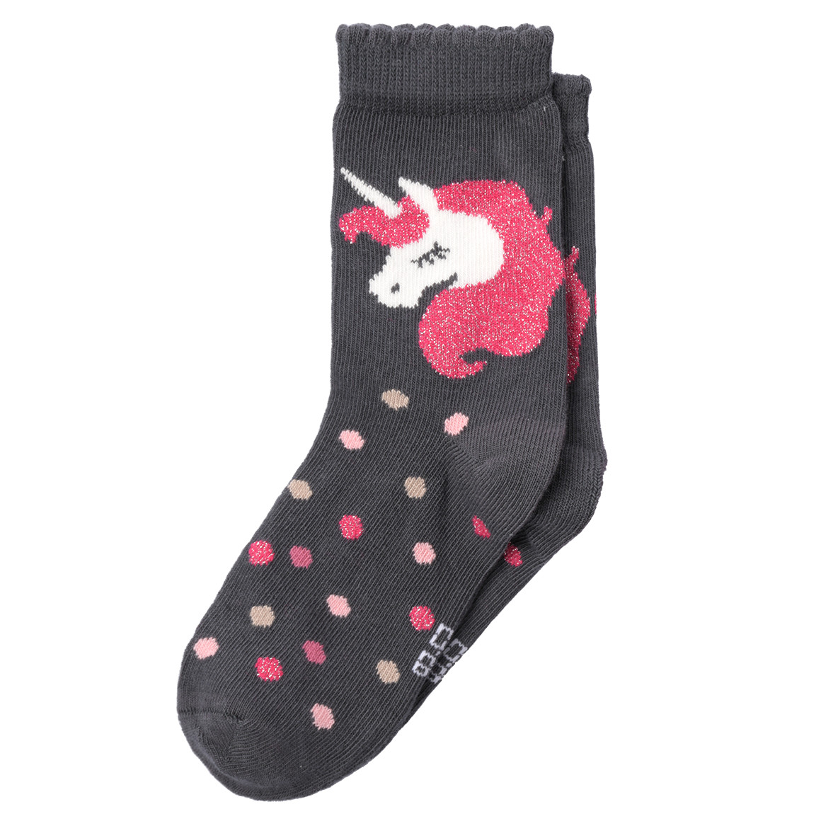 Topolino 3 Paar Mädchen Socken mit Einhorn-Motiven beige / pink / dunkelgrau