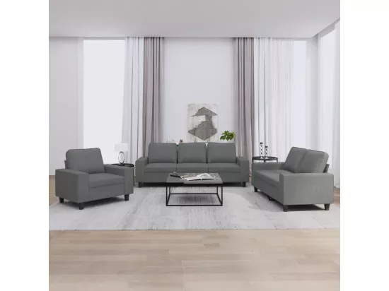 Ensemble de canapés 3 pcs gris foncé tissu