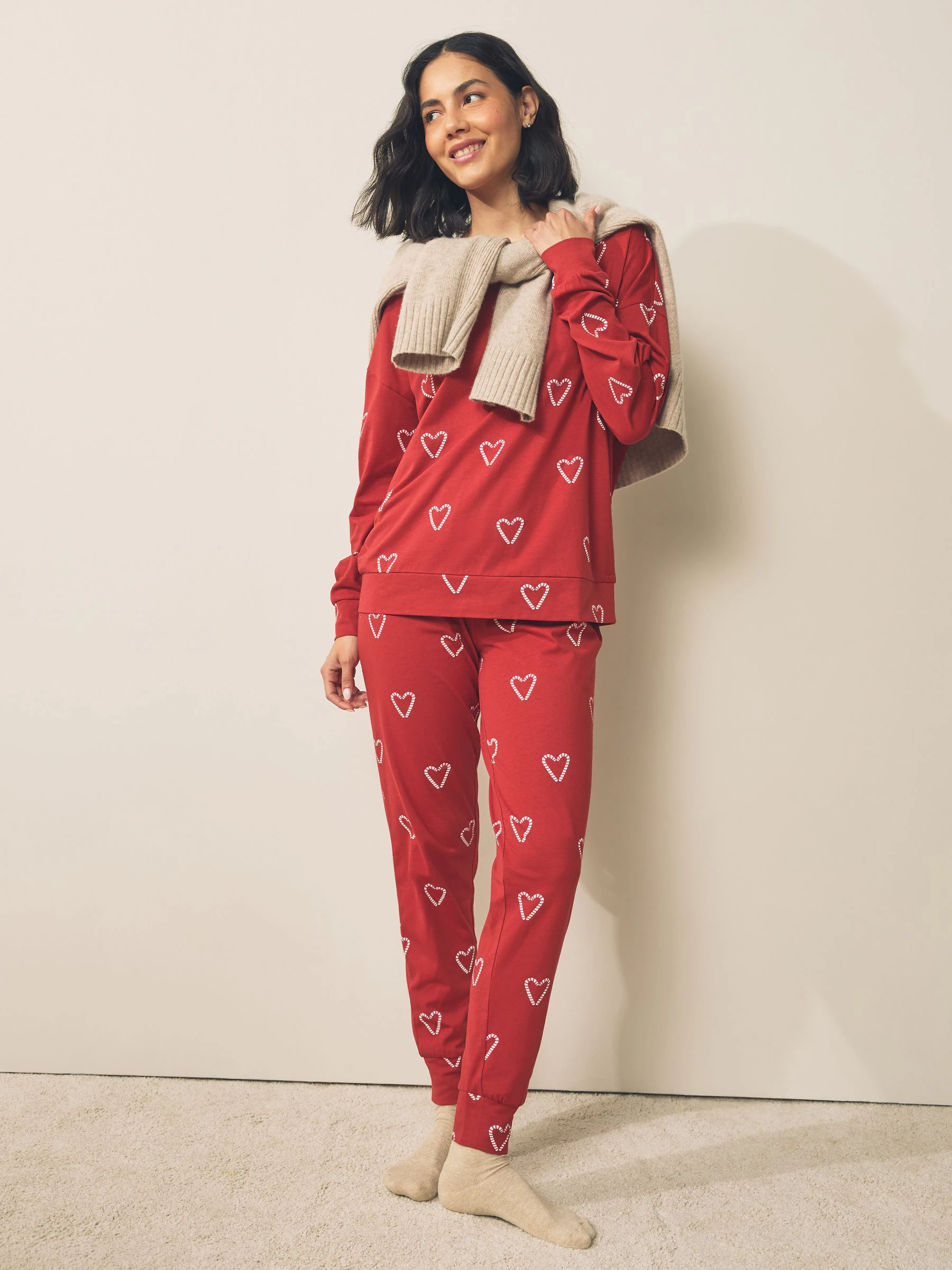 Rode zuurstokken - Pyjama met lange mouwen