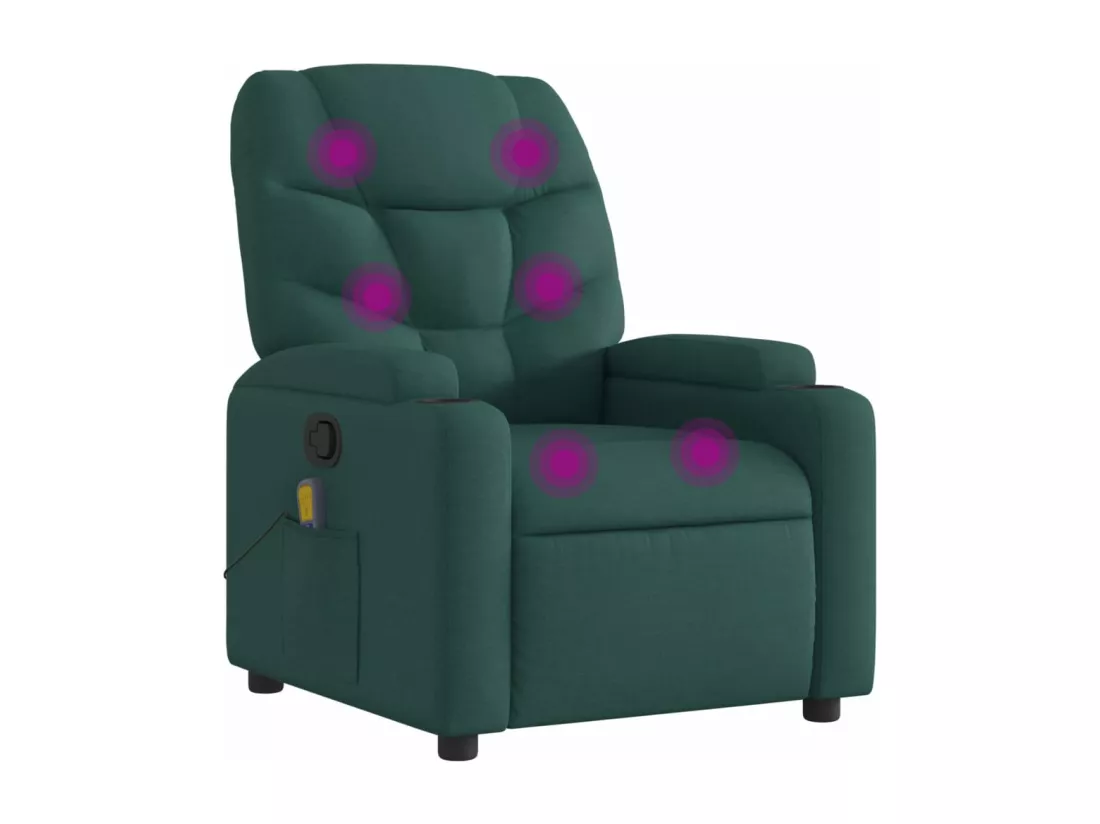 Fauteuil massant inclinable Vert foncé Tissu